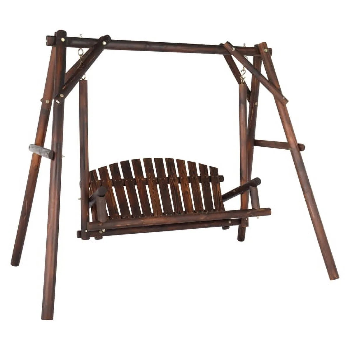 6.5ft Hardwood Patio Swing with Stand, Carbonized N962