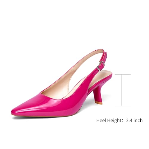 Women's Pumps 2.4 Inch Slingback Kitten Heels Closed Pointed Toe Low Heels Shoes Q66035