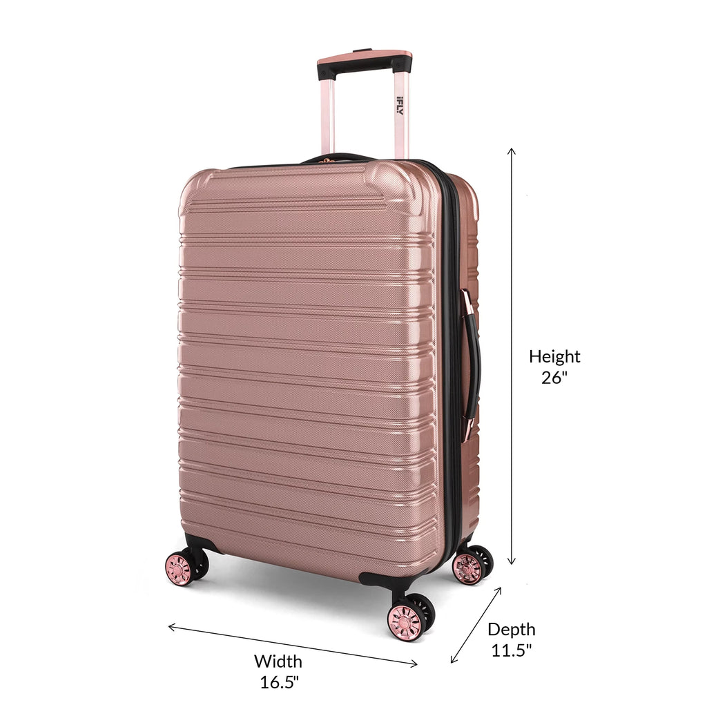 3 Piece Hardside Luggage Set, 20" Carry-on, 24" and 28" Checked, Rose Gold R1993
