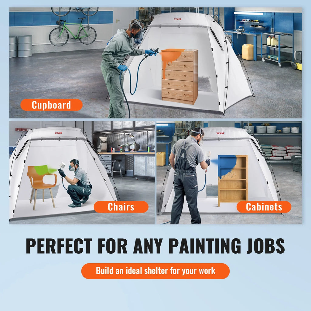 Portable Paint Booth with Built-in Floor & Mesh Screen, 7.5x5.2x5.2ft N172