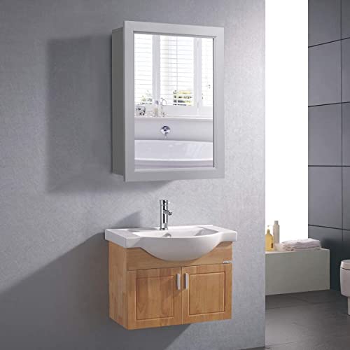 Grey Wall Mounted Mirror Medicine Cabinet with Adjustable Shelf K337