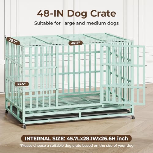 Heavy Duty Steel Dog Crate with Wheels and Removable Tray M90954