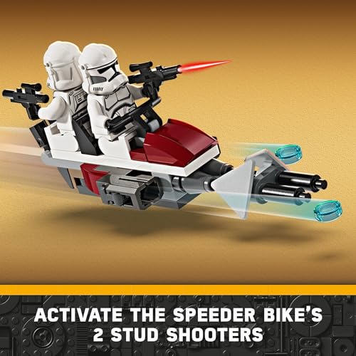 LEGO Star Wars Clone Trooper & Battle Droid Battle Pack Set, Buildable Toy Speeder Bike Vehicle, Tri-Droid and Defensive Post, 75372 D933553