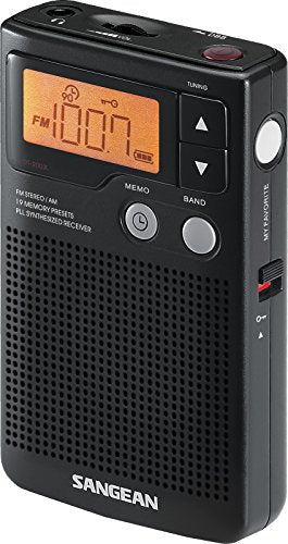 Black FM-Stereo AM Digital Tuning Pocket Radio J7044