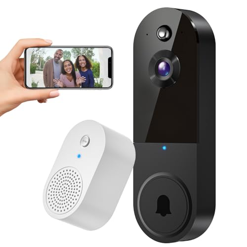 Black 1080P Wireless Video Doorbell Camera with Night Vision E3168