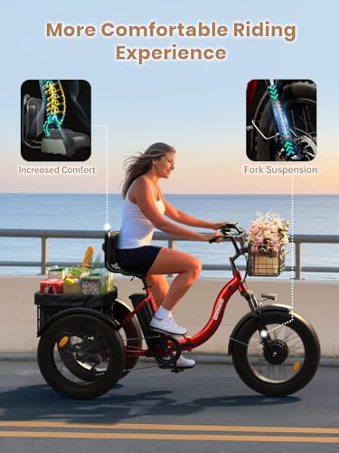 Electric Trike 20" Fat Tire 3 Wheel Folding Electric Tricycle R3621