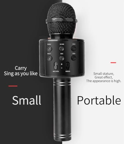 Black Wireless Bluetooth Karaoke Microphone Speaker C39085