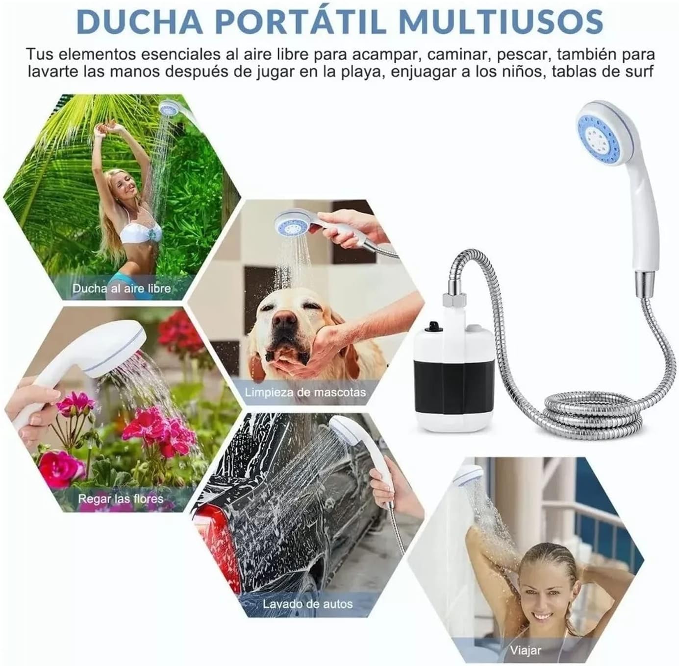 Portable Electric Shower with Battery Powered Pump Shower Head Nozzle S28146