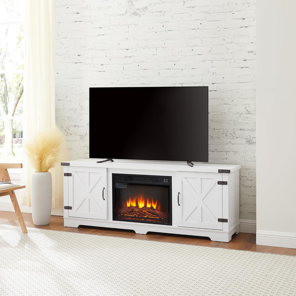 White Large Fireplace TV Stand with 23" Fireplace Insert C39890