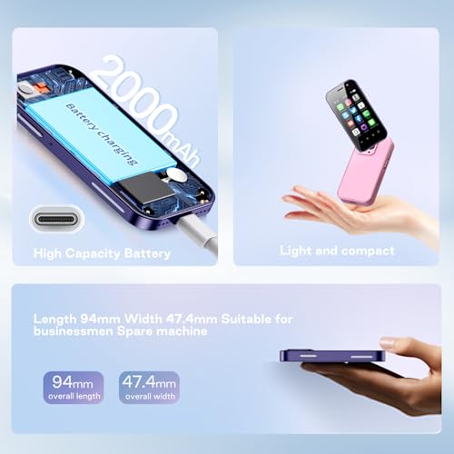 Pink 4G Unlocked Mini Phone with Android System V2093