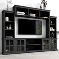 Black Entertainment Wall Unit with Glass Doors & Shelves Z91771