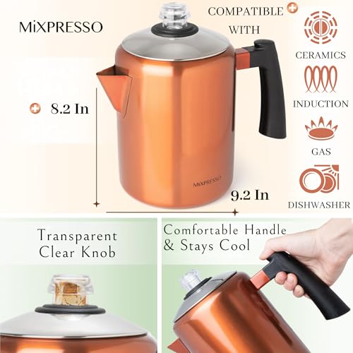 52 oz 12 Cup Stainless Steel Coffee Percolator C428