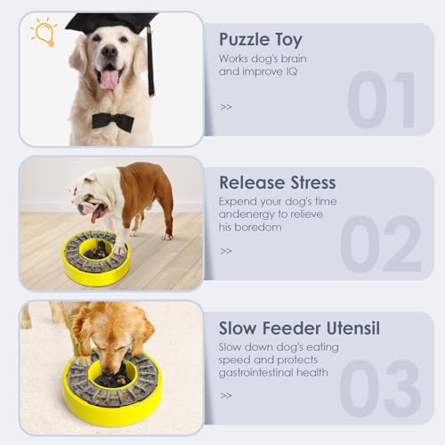 Yellow Dog Puzzle Slow Feeder Bowl D9558