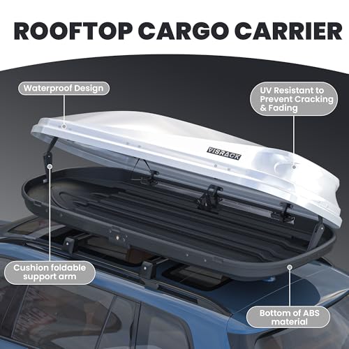 White 21 Cubic Feet Rooftop Cargo Box Carrier with Dual Side Opening Z981