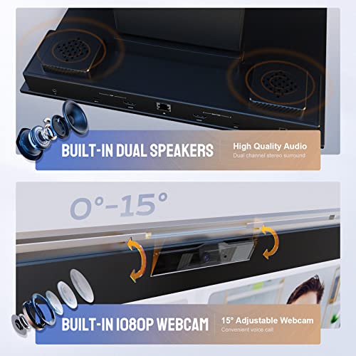 Dual 24" FHD Stacked Desktop Monitors with 1080P Webcam & Speakers, 100W USB-C Charging H1602