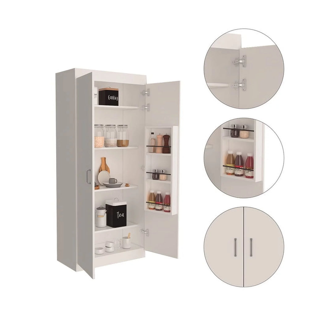White 5-Shelf Engineered Wood Pantry Cabinet U981