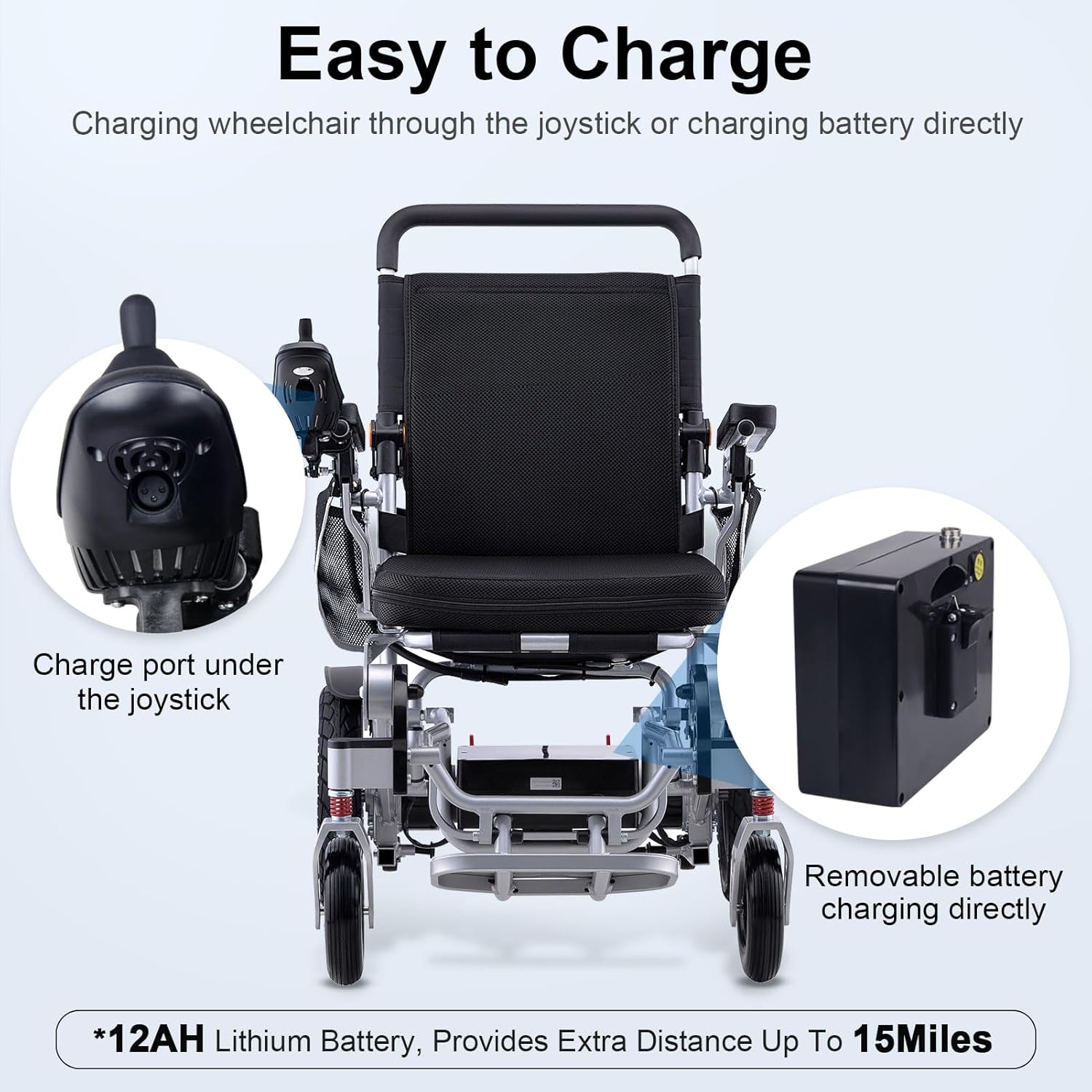 15 Miles Range Foldable Electric Wheelchair H139595