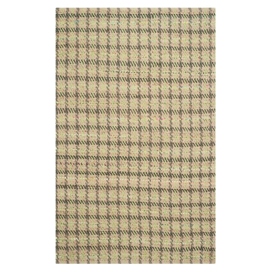 Green/Natural Checkered Geometric Area Rug K430691