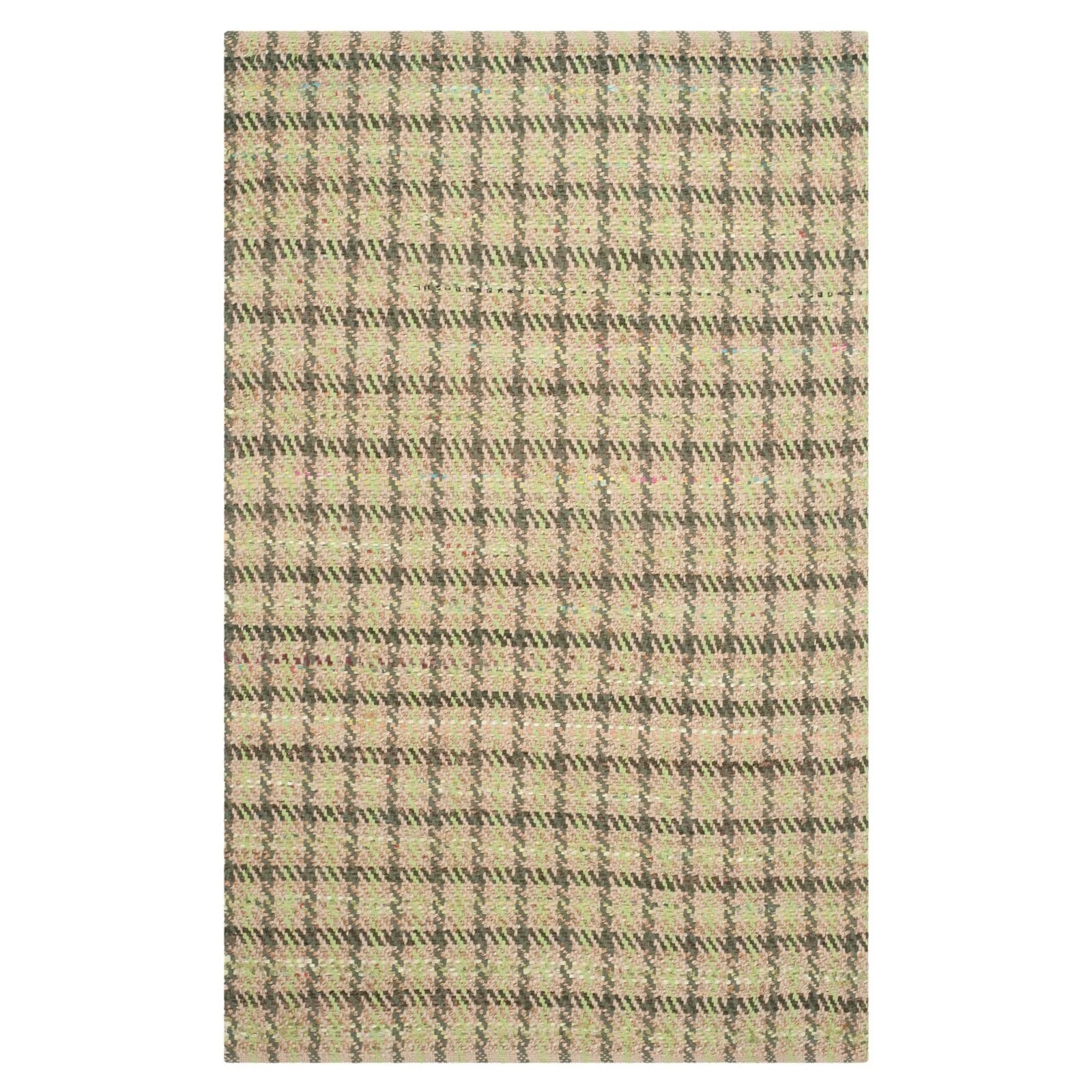 Green/Natural Checkered Geometric Area Rug K430691