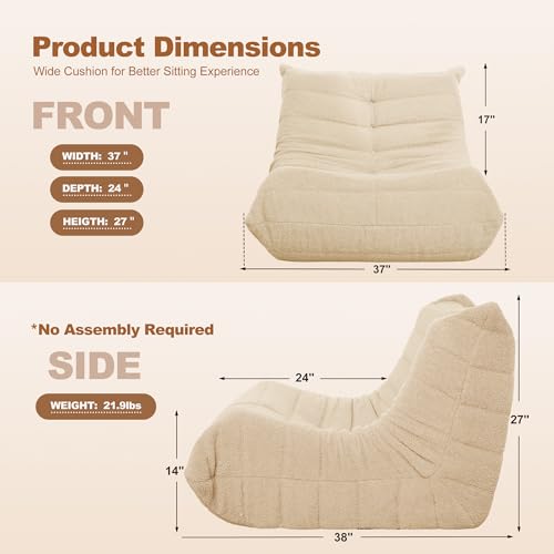 Black Plush Bean Bag Chair with Memory Foam N8359