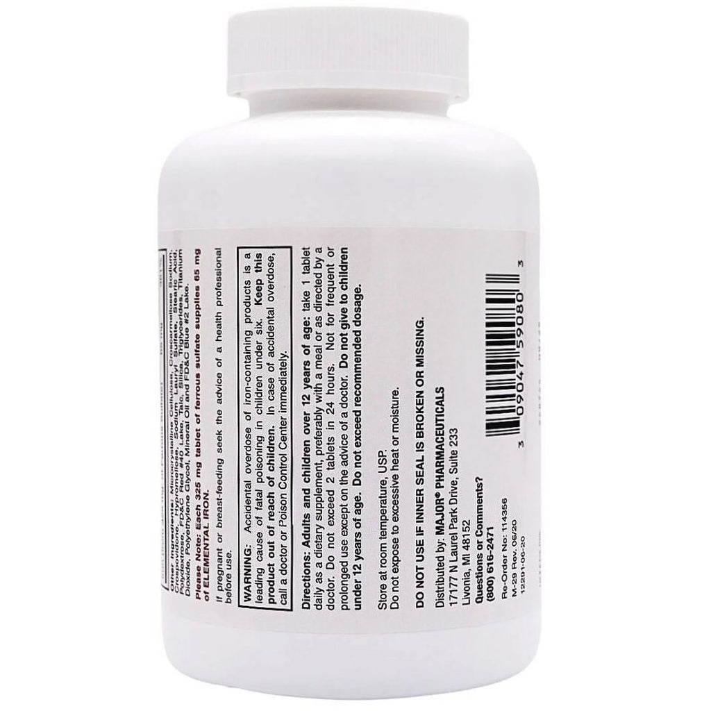 Ferrous Sulfate Iron Supplement 325 mg - 1000 Tablets P115918