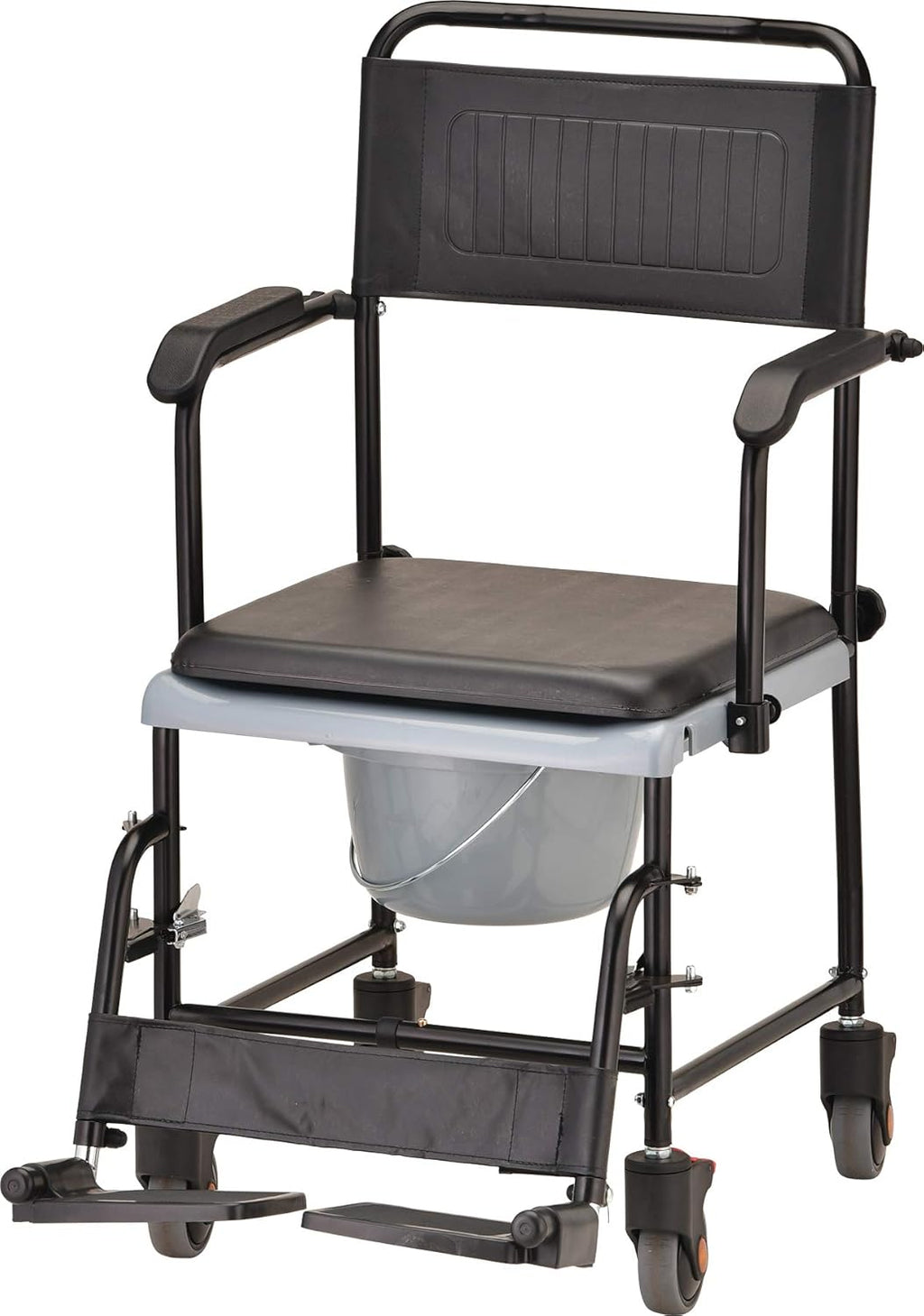 Hammertone Transport Chair Commode with Locking Wheels and Removable Padded Seat A220