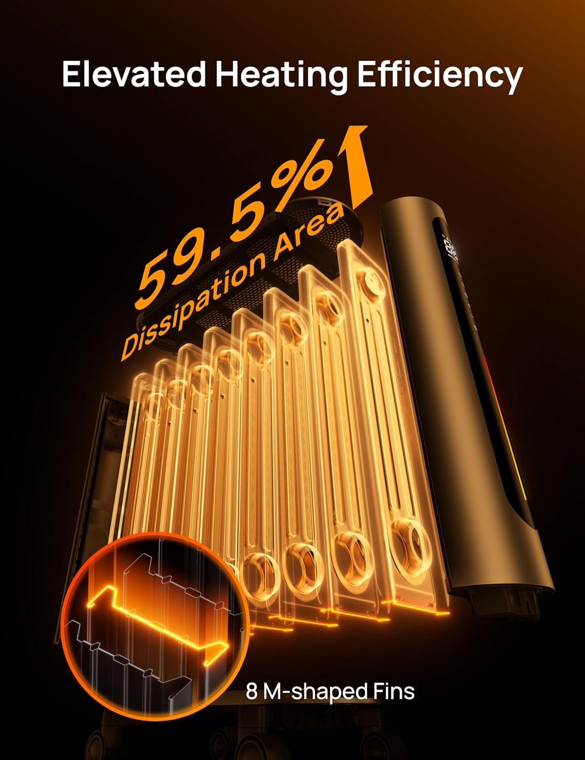 1500W Oil Filled Radiator Heater with Remote Control, Gray D848875
