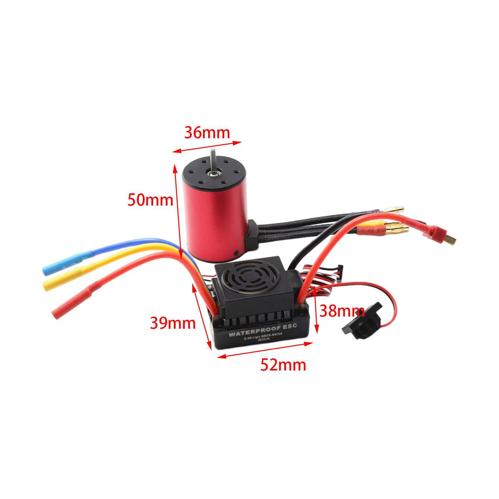 Waterproof Brushless Motor 60A ESC 50Mmx36mm 4 Poles 2300kv X80015