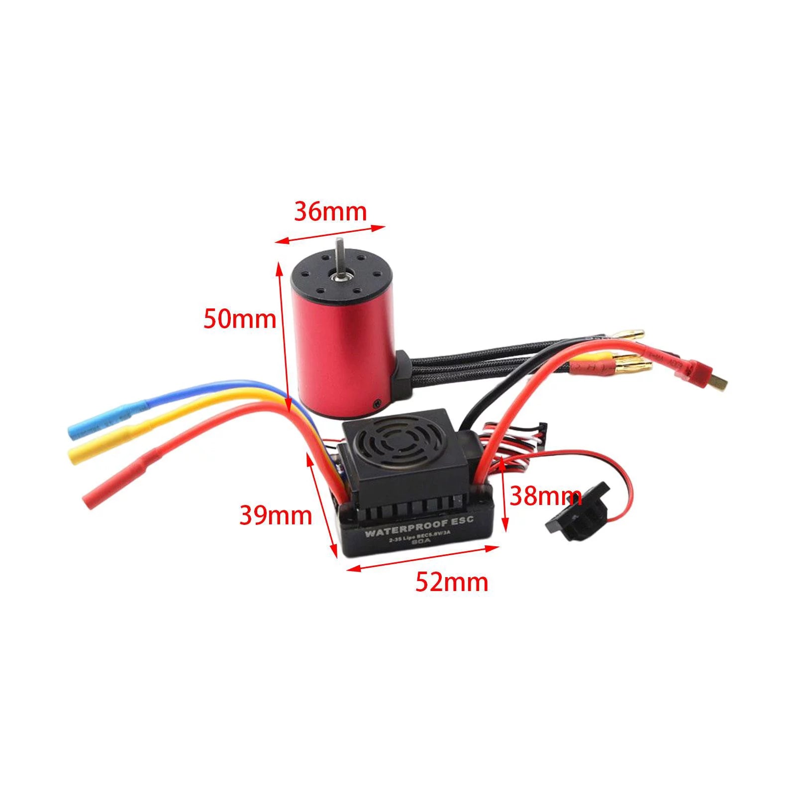 Waterproof Brushless Motor 60A ESC 50Mmx36mm 4 Poles 2300kv X80015