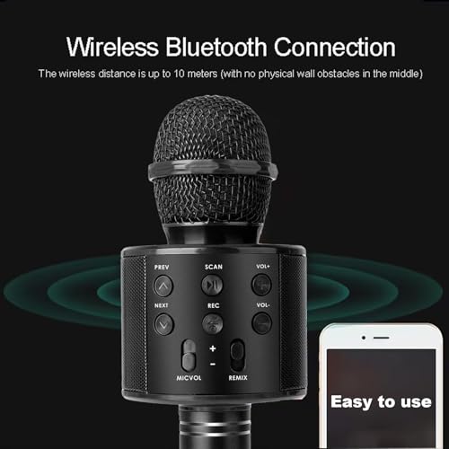 Black Wireless Bluetooth Karaoke Microphone Speaker C39085