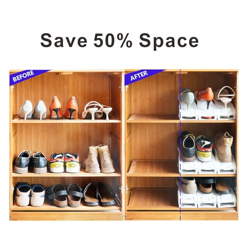 White 16PCS Double Layer Shoe Rack R7285