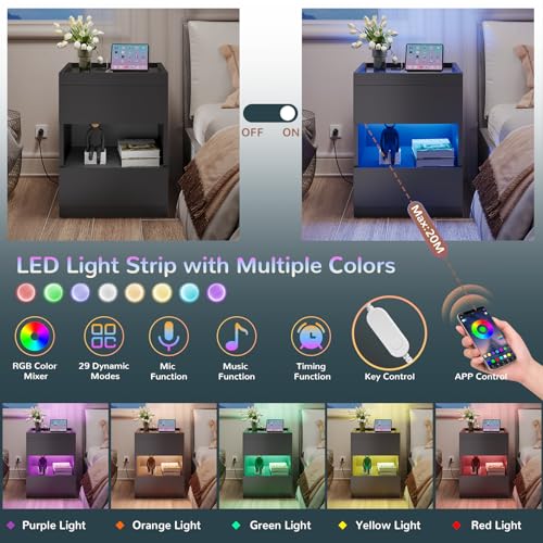 Set of 2 Nightstands with 2 Drawers and Glass Top W698583