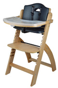 Natural Wood Black Cushion Adjustable Wooden High Chair with Tray S258