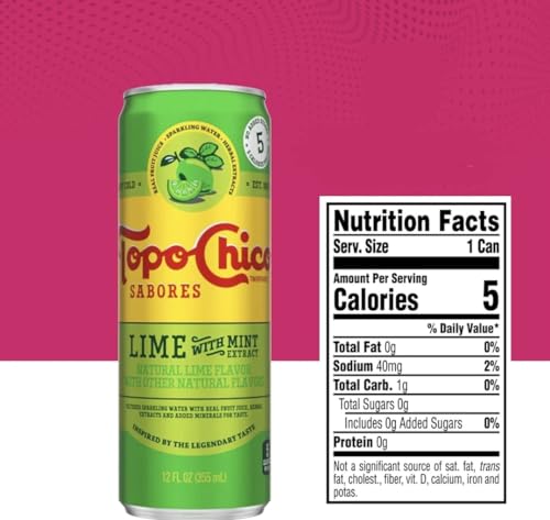 12 Fl Oz Sparkling Water (16 Pack, Lime With Mint) N4695