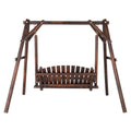 6.5ft Hardwood Patio Swing with Stand, Carbonized N962