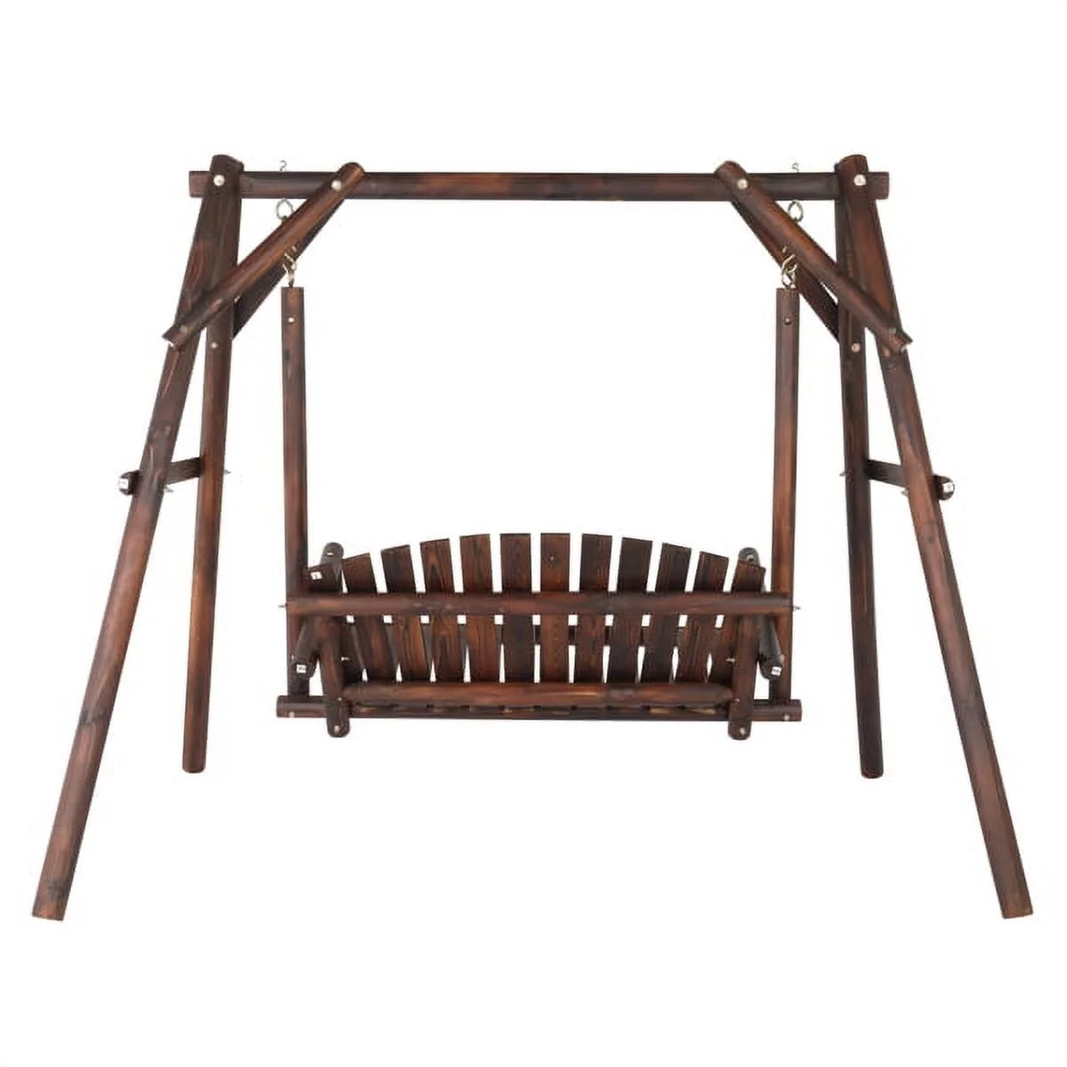 6.5ft Hardwood Patio Swing with Stand, Carbonized N962