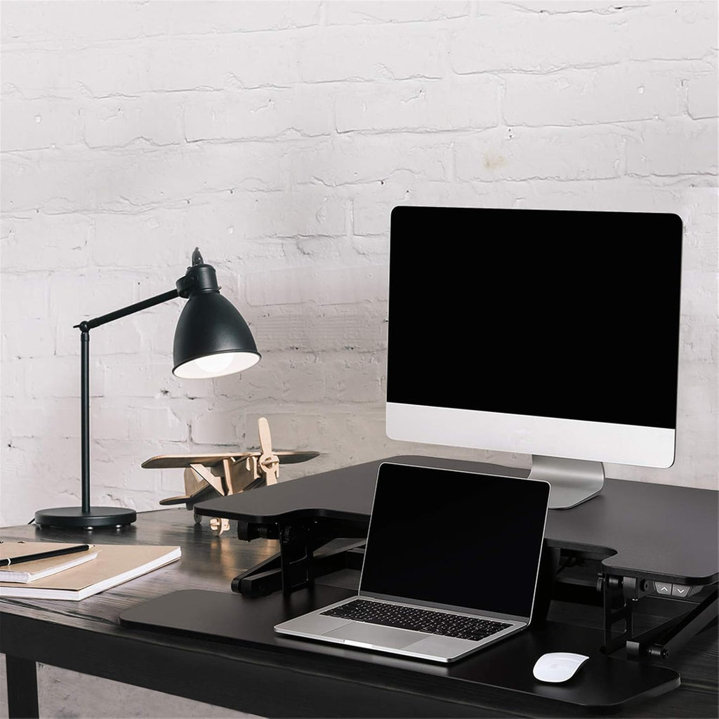 35" Wide Electric Standing Desk Converter with Keyboard Tray X19106