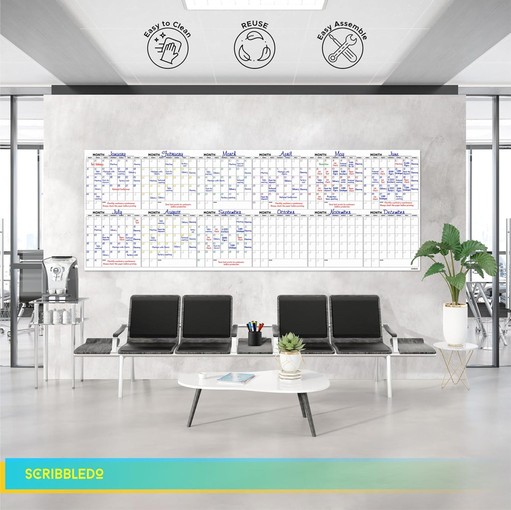 100"x36" White Board Calendar Dry Erase Wall Calendar X207331