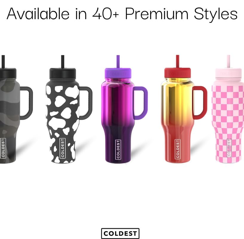 40 oz Stainless Steel Insulated Tumbler with Handle and Straw (3 Lids) L1344