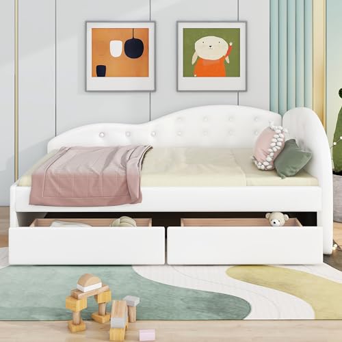 Gray Velvet Twin Size Daybed with Storage Drawers D474