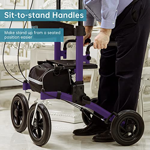 Compact Folding Upright Rollator Walker with 12" Front Wheels W84227