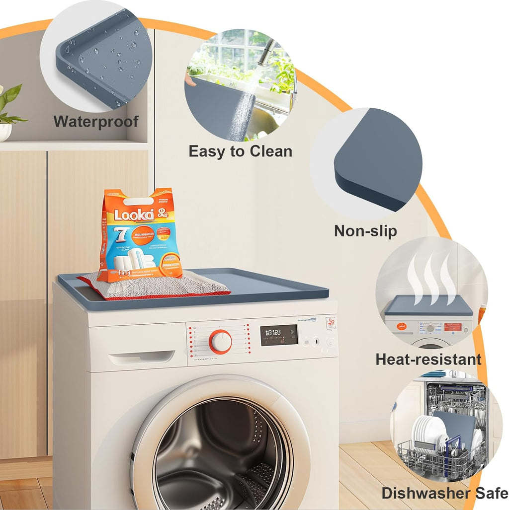 Grey Silicone Rubber Washer Dryer Top Protector Mat Z126132
