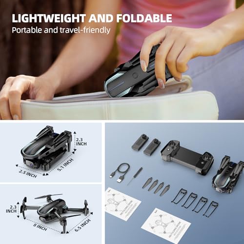 Mini Foldable Drone with 1080P HD Camera and 2 Batteries D54486