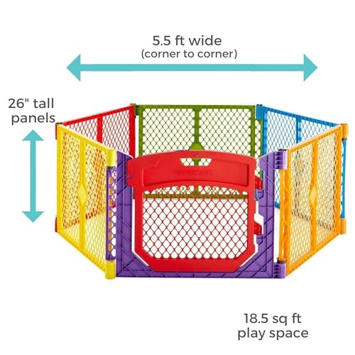 6 Panel Free Standing Play Yard, 26" Tall, Aqua A29609