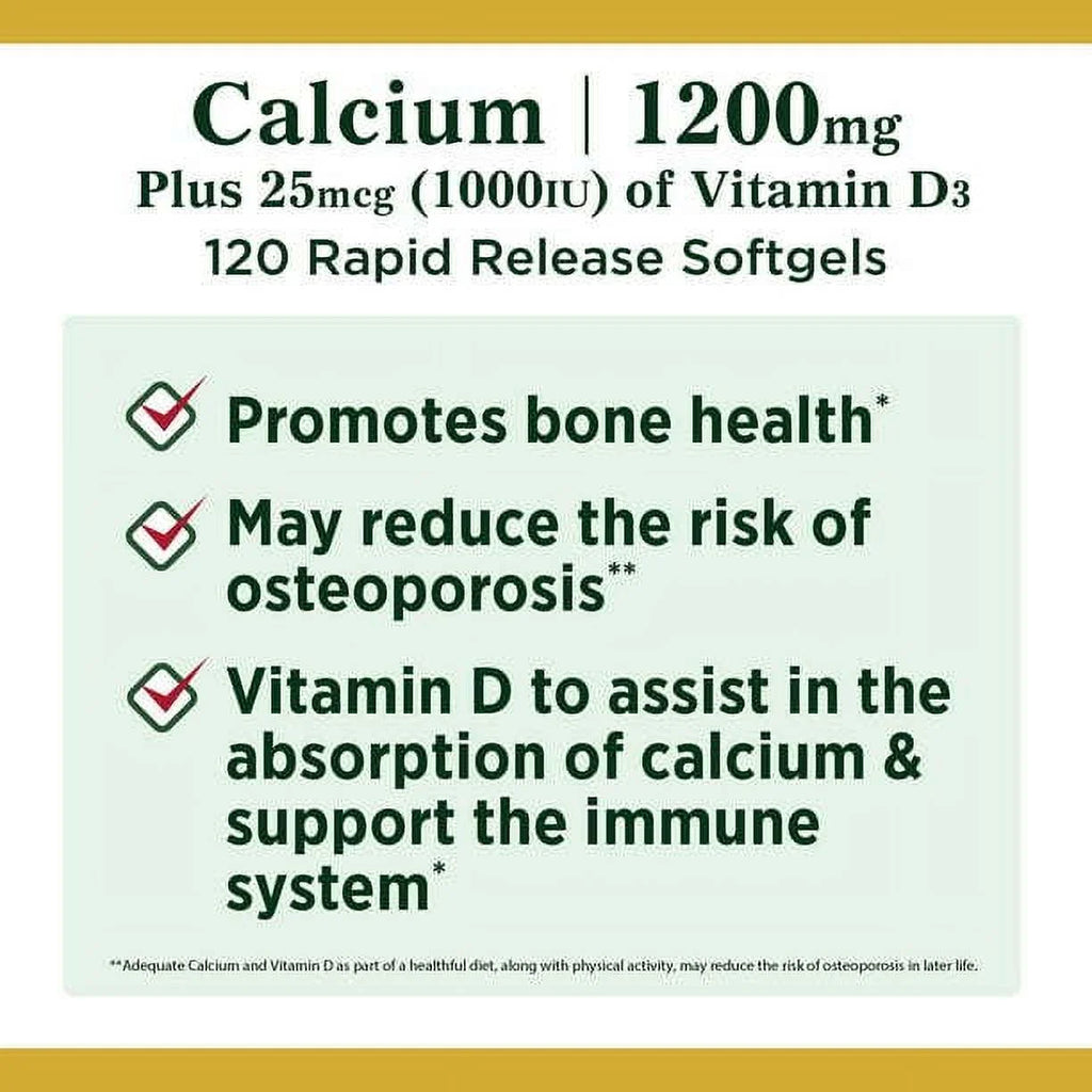 1200 mg Calcium Vitamin D3 Softgels, 120 Count B434