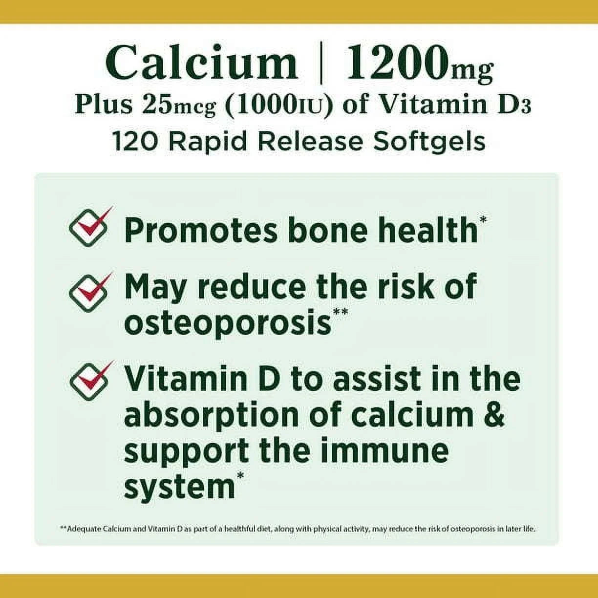 1200 mg Calcium Vitamin D3 Softgels, 120 Count B434