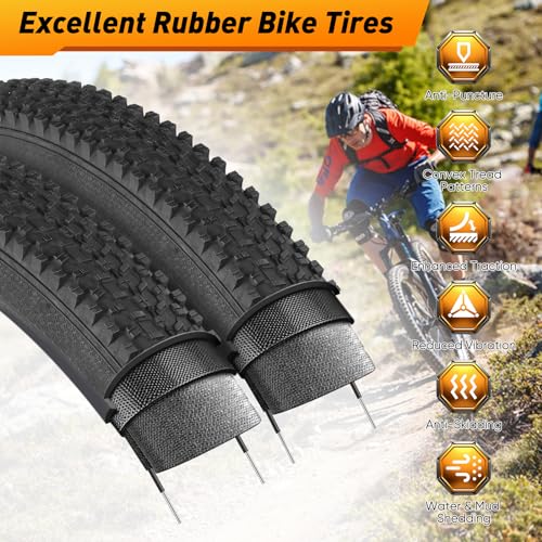 24/26x1.95 Inch Folding Bicycle Tire with Bike Tubes and Tire Levers (2 Packs) E711