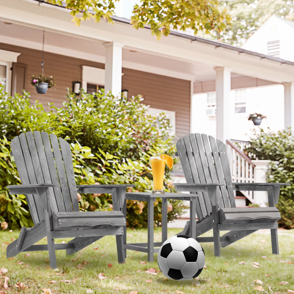 Gray Wooden Folding Adirondack Chair Set of 2 W632829