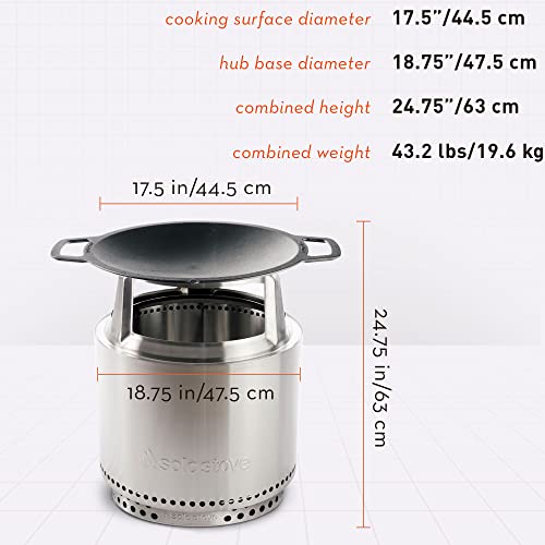 Portable Smokeless Fire Pit with Stand, Woktop & Hub, Stainless Steel/Cast Iron, 22in x 14.25in T675899