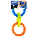 10.5in Rubber 3-Ring Tug Dog Toy, Blue/Green/Orange T467989
